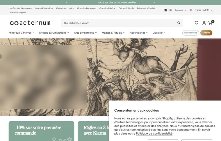 Page d'accueil de aeternum.fr