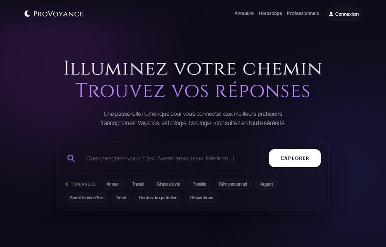 Page d'accueil de pro-voyance.fr