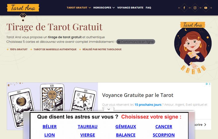 Page d'accueil de tarot-ana.fr